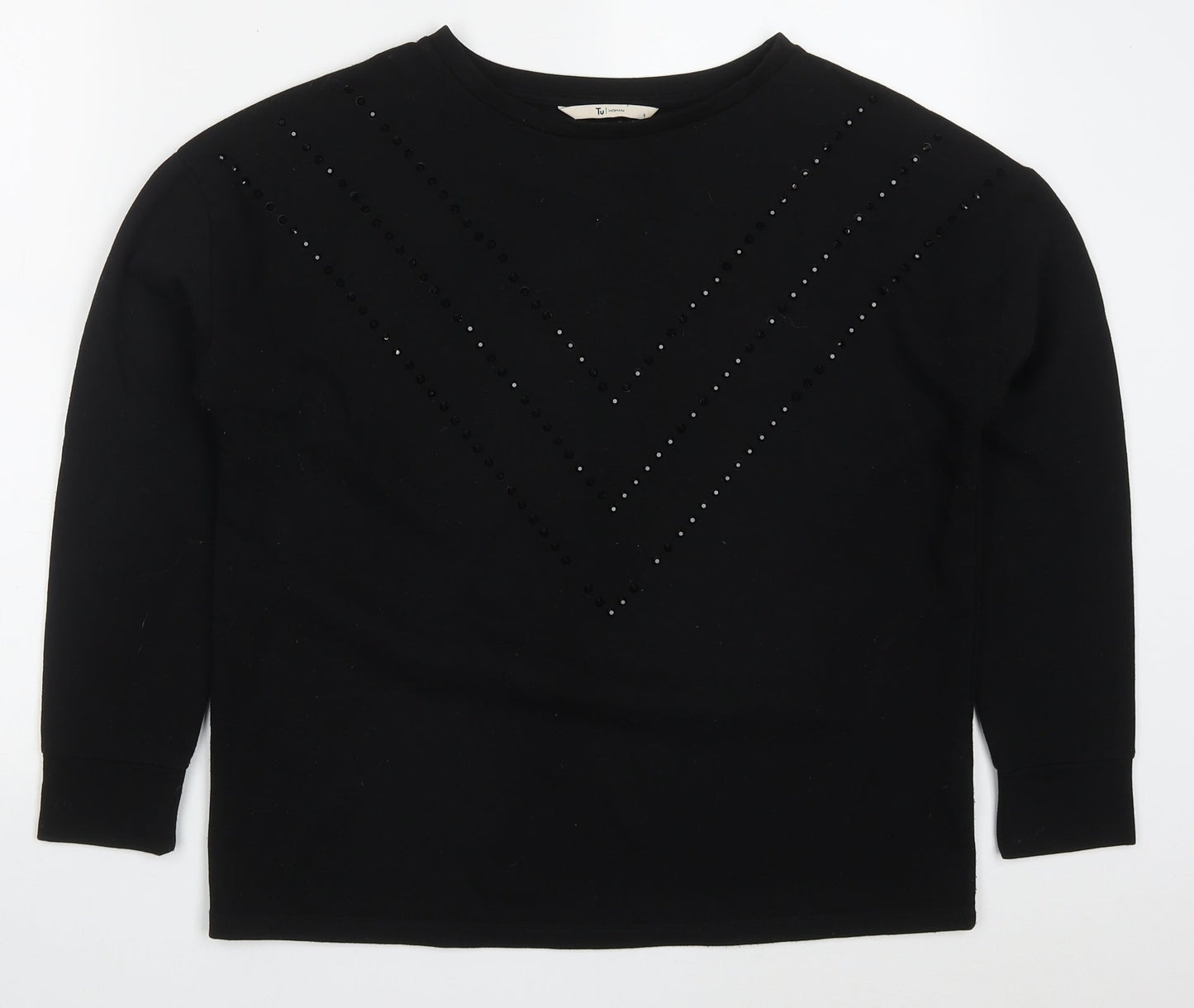 TU Womens Black Chevron Polyester Pullover Sweatshirt Size 8  Pullover
