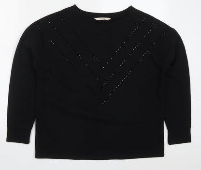TU Womens Black Chevron Polyester Pullover Sweatshirt Size 8  Pullover