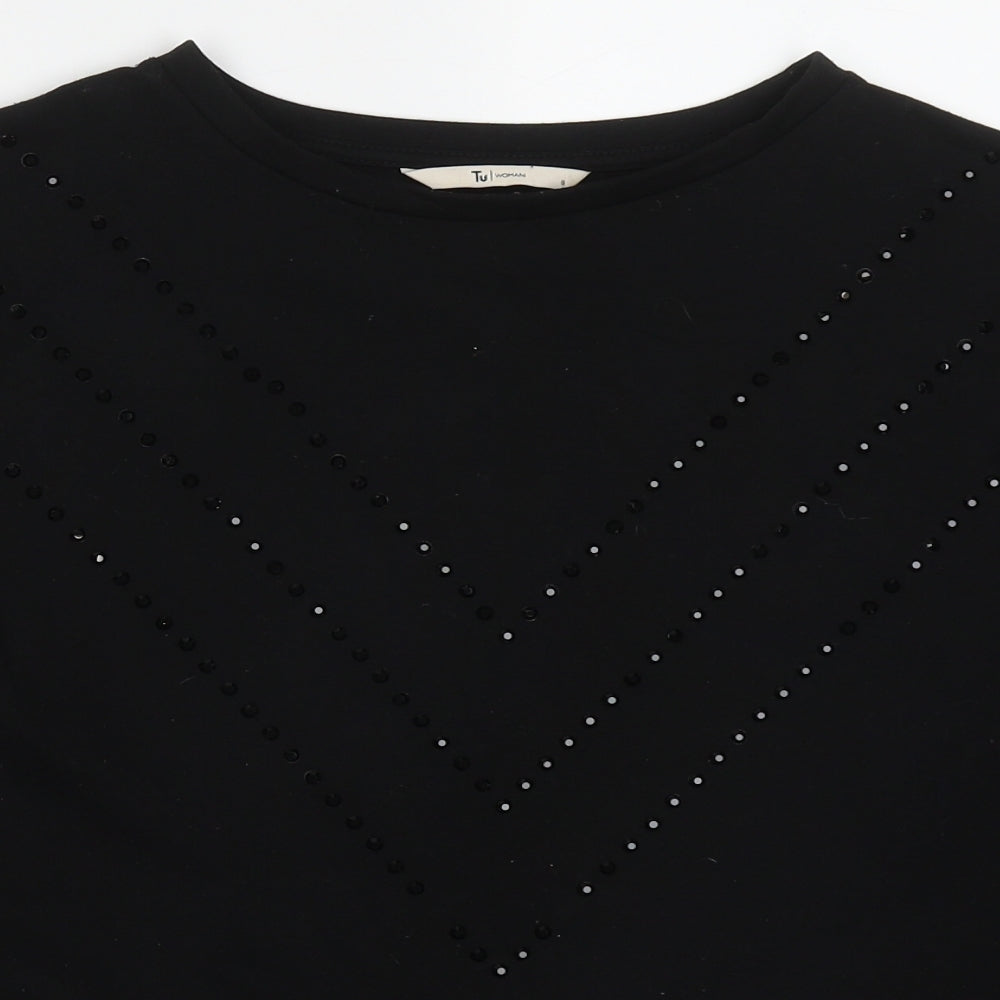 TU Womens Black Chevron Polyester Pullover Sweatshirt Size 8  Pullover