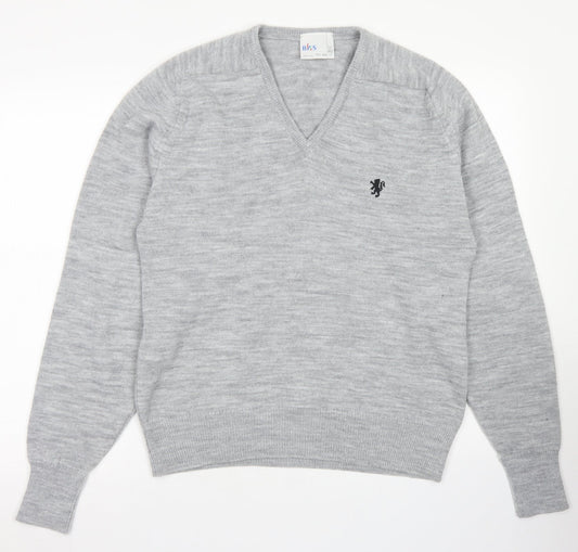 BHS Mens Grey V-Neck  Acrylic Pullover Jumper Size L