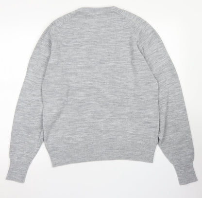 BHS Mens Grey V-Neck  Acrylic Pullover Jumper Size L