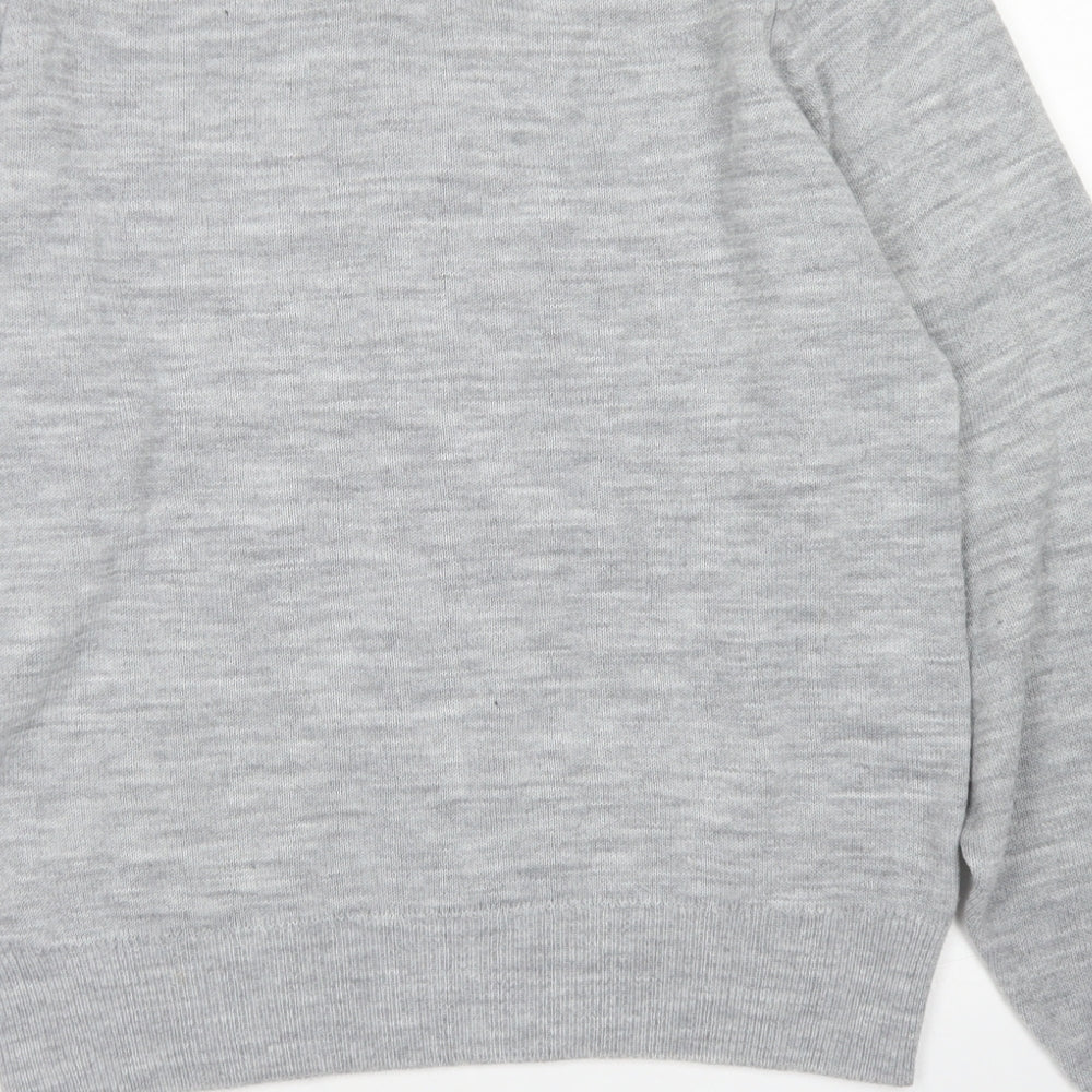 BHS Mens Grey V-Neck  Acrylic Pullover Jumper Size L