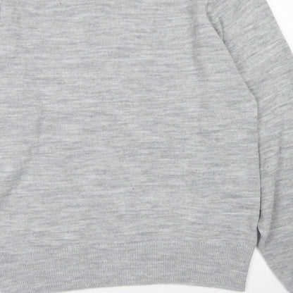 BHS Mens Grey V-Neck  Acrylic Pullover Jumper Size L