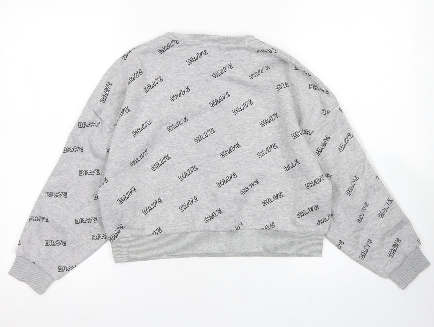 Primark Girls Grey Spotted Cotton Pullover Sweatshirt Size 9-10 Years   - Cropped
