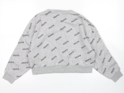 Primark Girls Grey Spotted Cotton Pullover Sweatshirt Size 9-10 Years   - Cropped