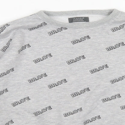 Primark Girls Grey Spotted Cotton Pullover Sweatshirt Size 9-10 Years   - Cropped