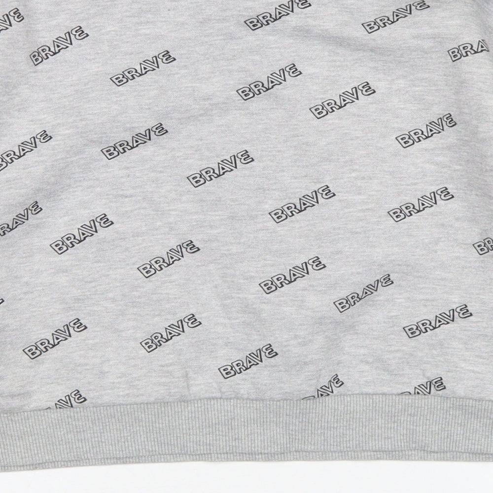 Primark Girls Grey Spotted Cotton Pullover Sweatshirt Size 9-10 Years   - Cropped