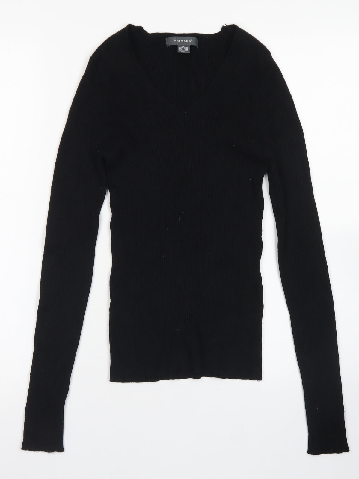Primark Womens Black V-Neck  Acrylic Pullover Jumper Size S