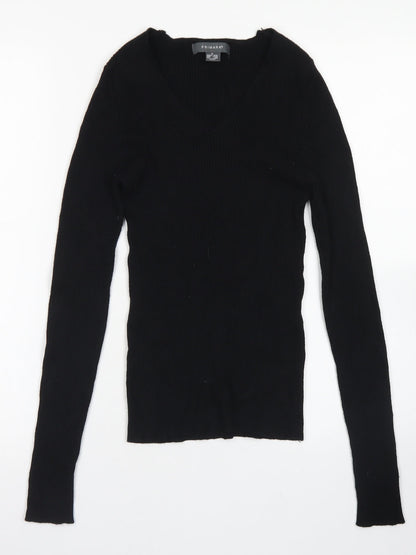 Primark Womens Black V-Neck  Acrylic Pullover Jumper Size S