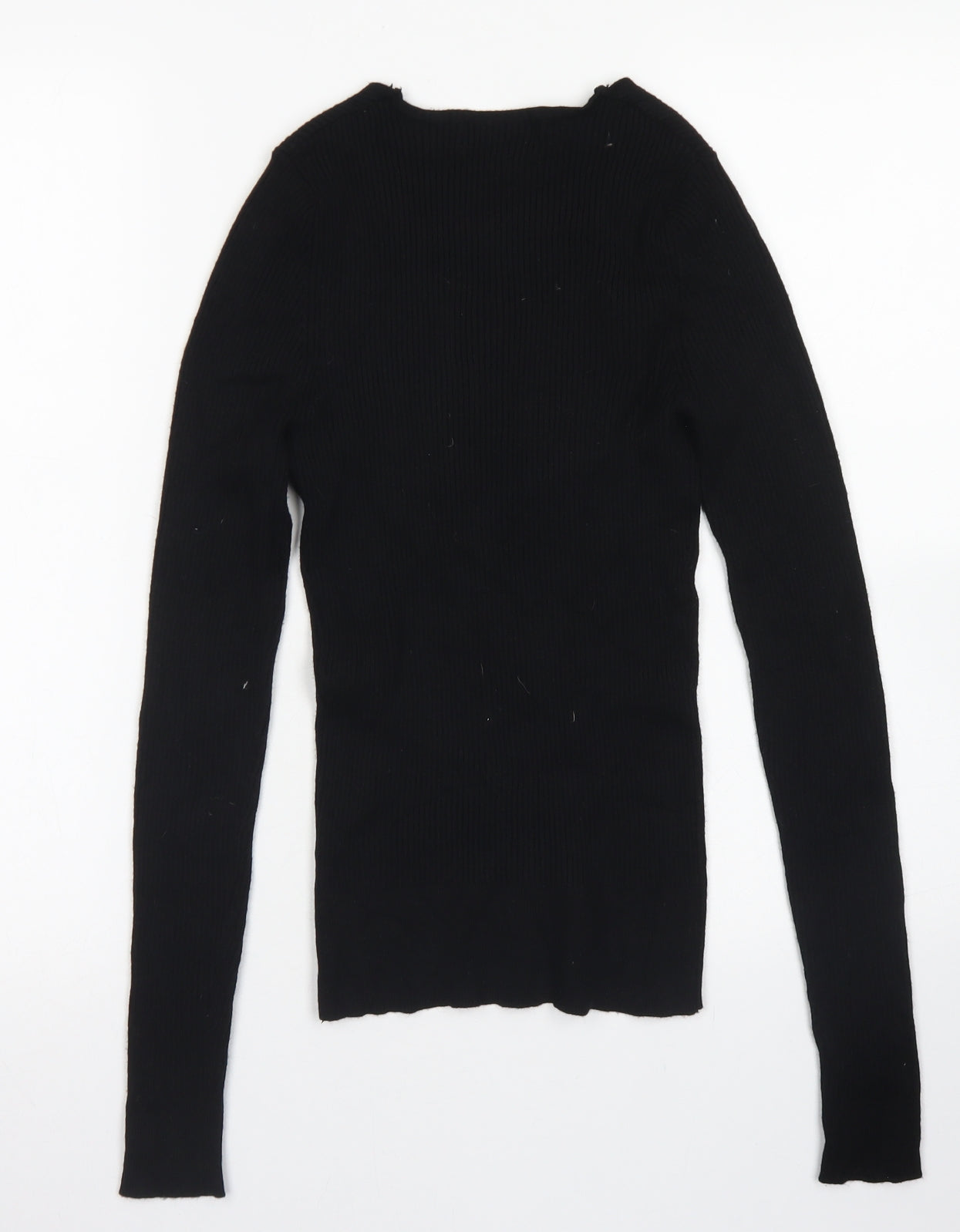 Primark Womens Black V-Neck  Acrylic Pullover Jumper Size S