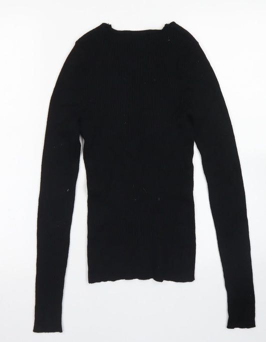Primark Womens Black V-Neck  Acrylic Pullover Jumper Size S