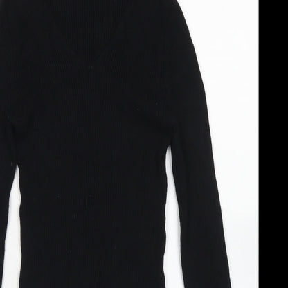 Primark Womens Black V-Neck  Acrylic Pullover Jumper Size S
