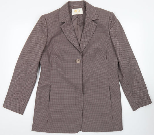 Country Casuals Womens Pink Houndstooth Polyester Jacket Blazer Size 14