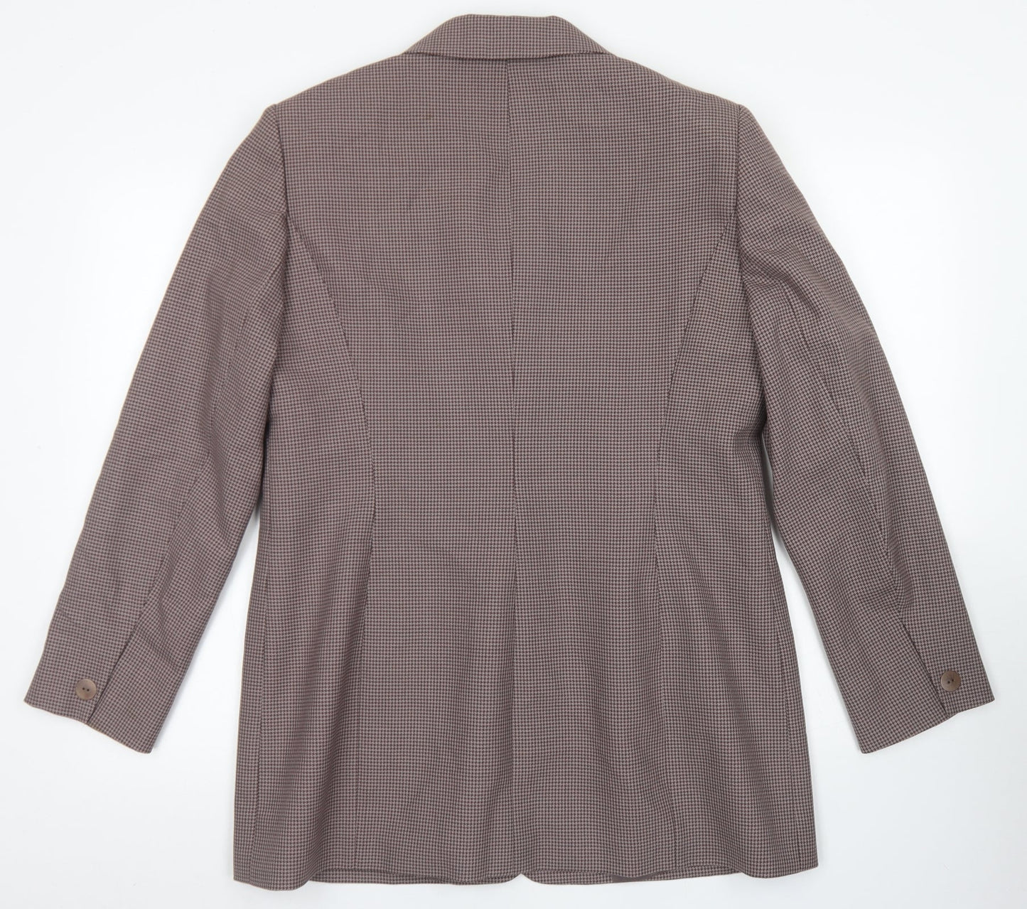 Country Casuals Womens Pink Houndstooth Polyester Jacket Blazer Size 14