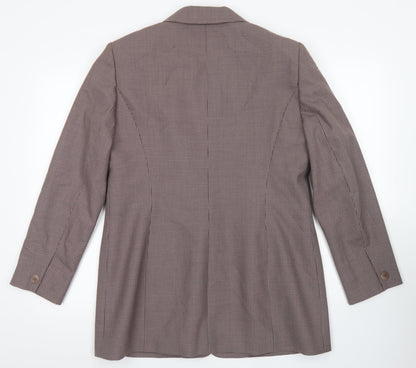 Country Casuals Womens Pink Houndstooth Polyester Jacket Blazer Size 14