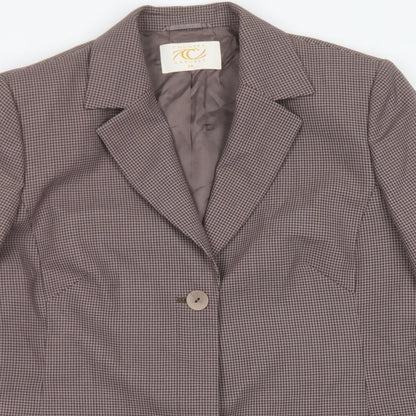 Country Casuals Womens Pink Houndstooth Polyester Jacket Blazer Size 14