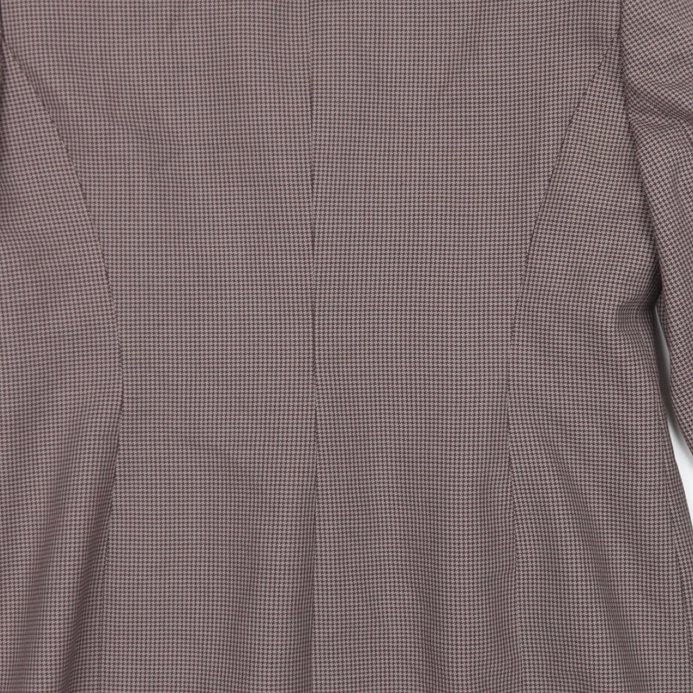 Country Casuals Womens Pink Houndstooth Polyester Jacket Blazer Size 14