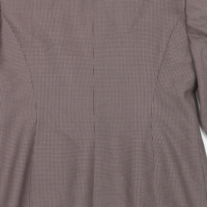 Country Casuals Womens Pink Houndstooth Polyester Jacket Blazer Size 14