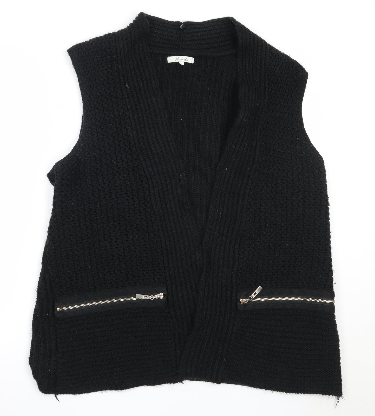 Womens UK Size L Peacocks Black Cardigan Jumper