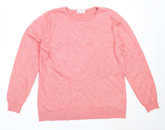 Papaya Womens Pink Round Neck  Viscose Pullover Jumper Size 12