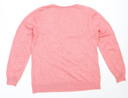 Papaya Womens Pink Round Neck  Viscose Pullover Jumper Size 12