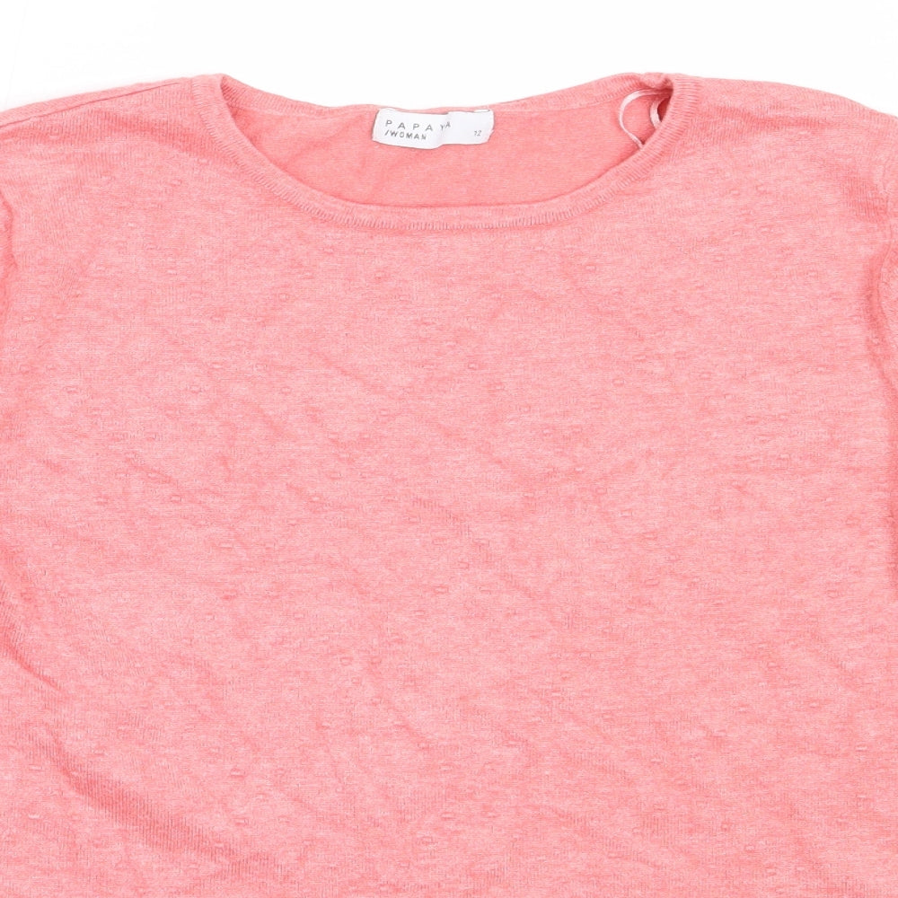 Papaya Womens Pink Round Neck  Viscose Pullover Jumper Size 12