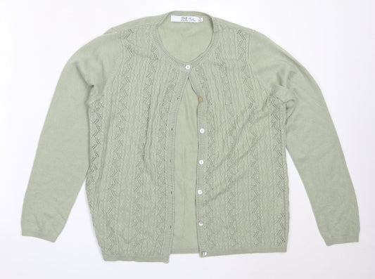 Womens UK Size S EWM Green Cardigan Jumper
