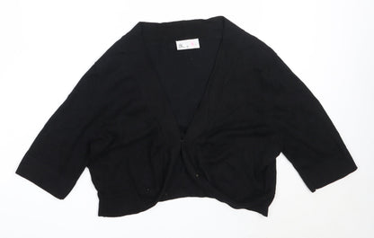 BHS Womens Black Round Neck  Viscose Cardigan Jumper Size L