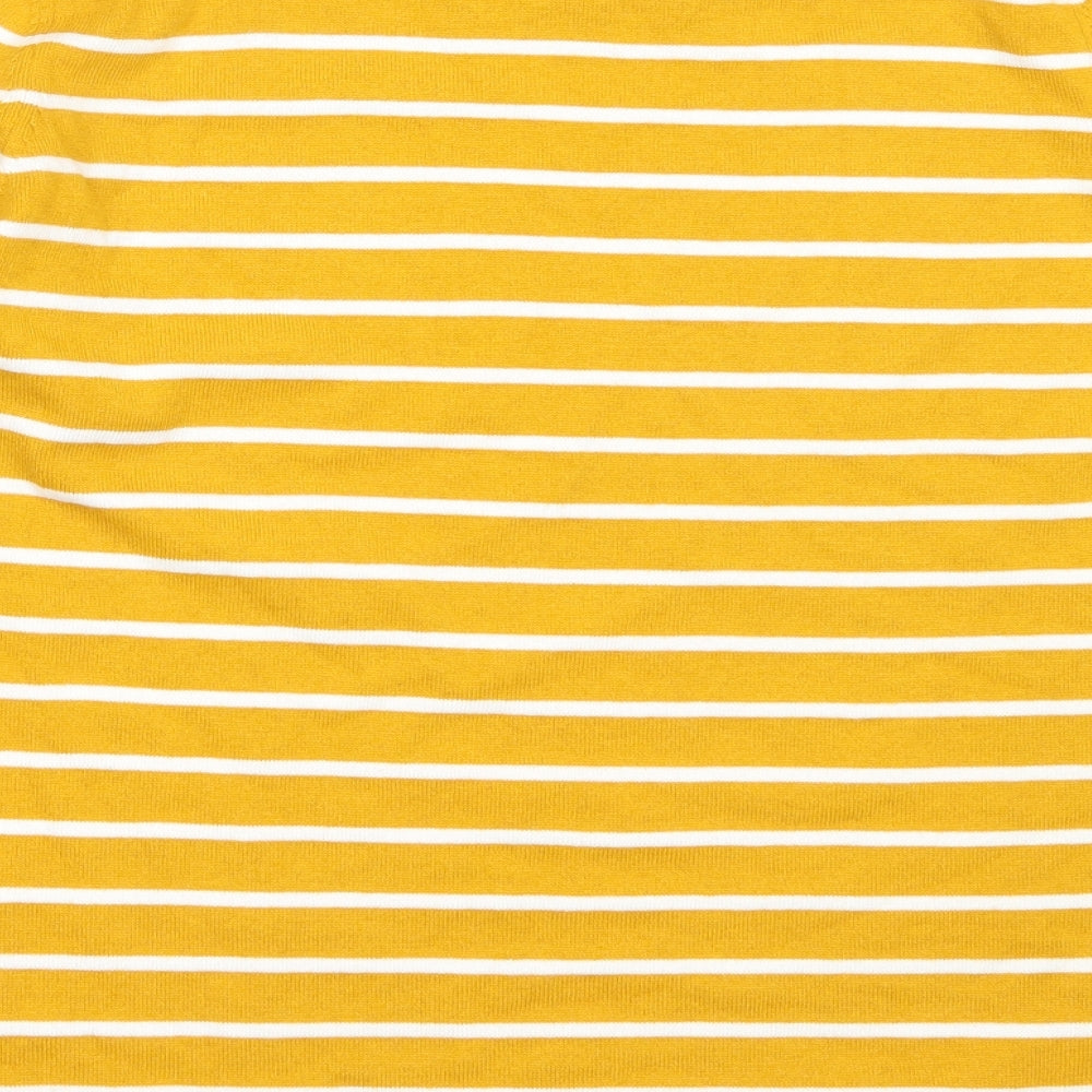 TU Womens Yellow Round Neck Striped Polyester Pullover Jumper Size 12
