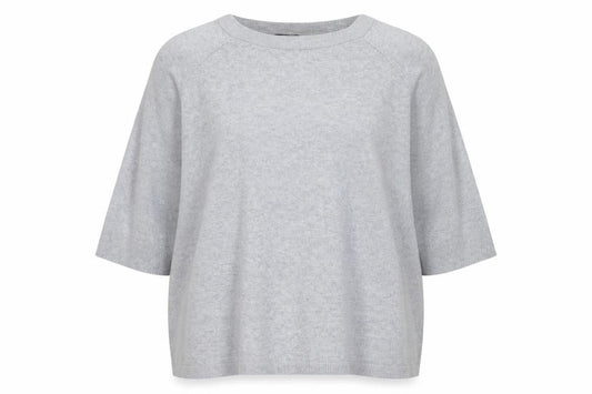 Front view of Vera Moda women’s grey round neck viscose jumper, size M