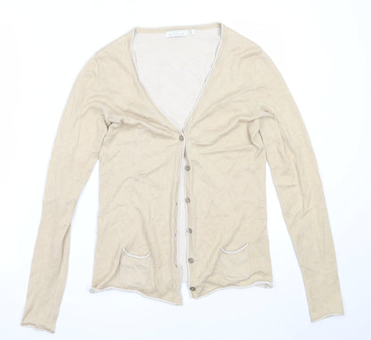 Womens UK Size S Preworn Beige Cardigan Jumper