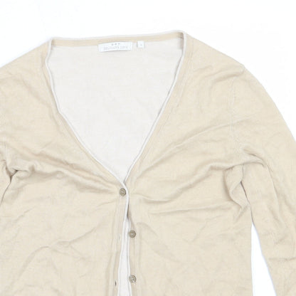 Womens UK Size S Preworn Beige Cardigan Jumper