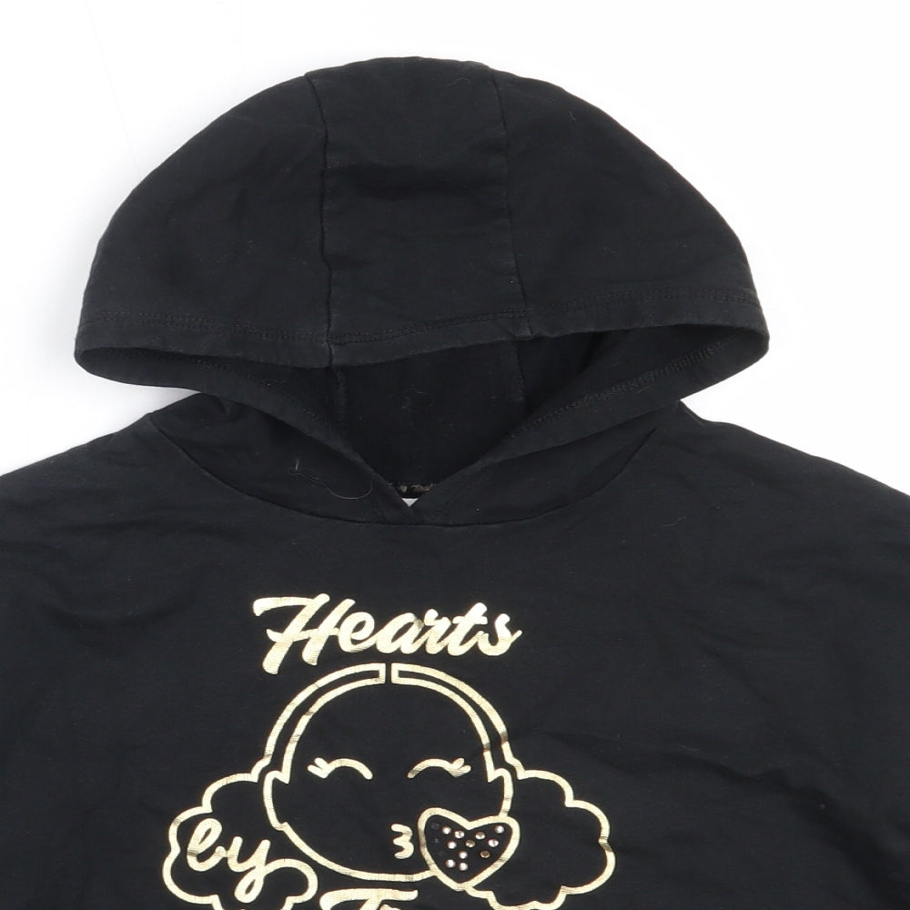 George Girls Black  Cotton Pullover Hoodie Size 7-8 Years   - tiana