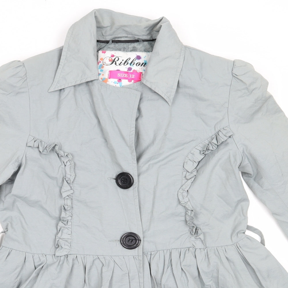 Ribbon Womens Grey   Overcoat Coat Size 12