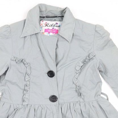 Ribbon Womens Grey   Overcoat Coat Size 12