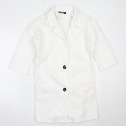 Nowrain Womens White   Overcoat Coat Size M