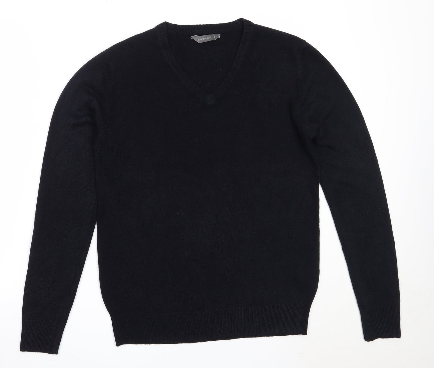 Cedar Wood State Mens Blue V-Neck  Acrylic Pullover Jumper Size S