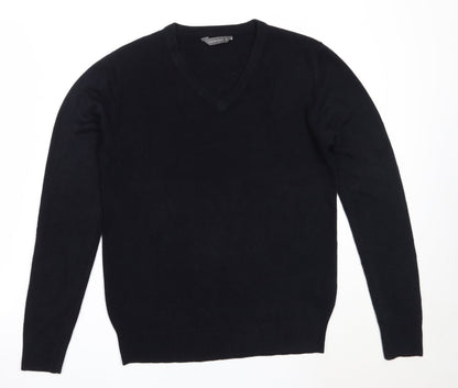 Cedar Wood State Mens Blue V-Neck  Acrylic Pullover Jumper Size S