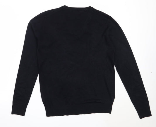 Cedar Wood State Mens Blue V-Neck  Acrylic Pullover Jumper Size S