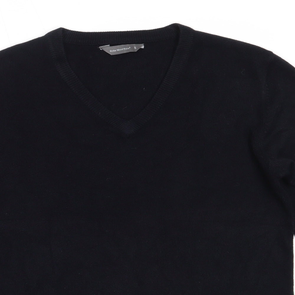 Cedar Wood State Mens Blue V-Neck  Acrylic Pullover Jumper Size S