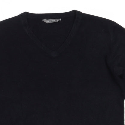 Cedar Wood State Mens Blue V-Neck  Acrylic Pullover Jumper Size S