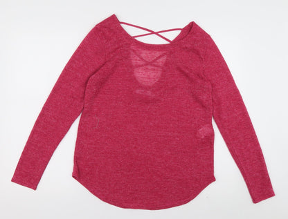 be fun Womens Purple Crew Neck  Polyester Pullover Jumper Size M