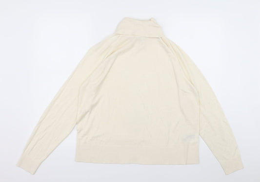 H&M Womens White  Acrylic Pullover Sweatshirt Size L  Pullover