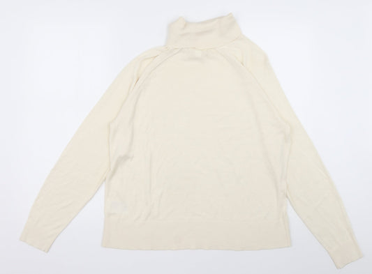 H&M Womens White  Acrylic Pullover Sweatshirt Size L  Pullover