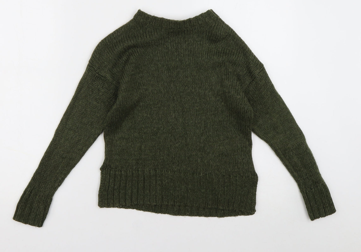 New Look Girls Green Crew Neck  Acrylic Pullover Jumper Size 9 Years  Pullover