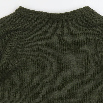 New Look Girls Green Crew Neck  Acrylic Pullover Jumper Size 9 Years  Pullover