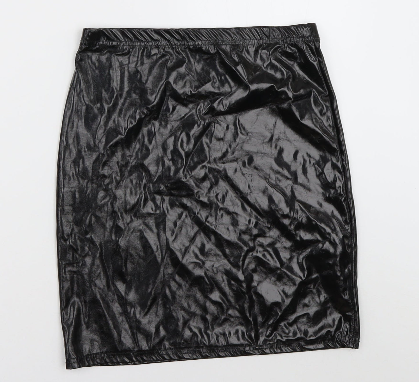 PRETTYLITTLETHING Womens Black  Polyester A-Line Skirt Size 10