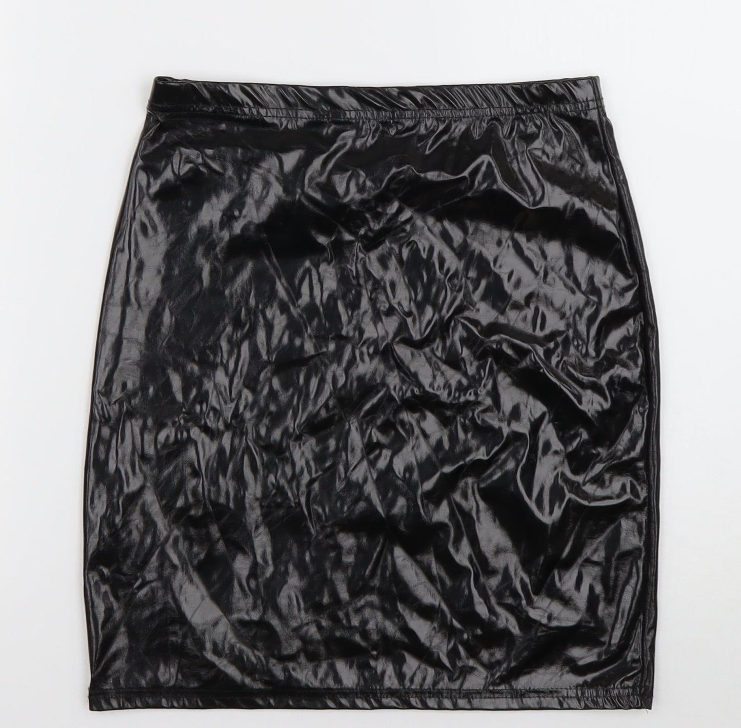PRETTYLITTLETHING Womens Black  Polyester A-Line Skirt Size 10