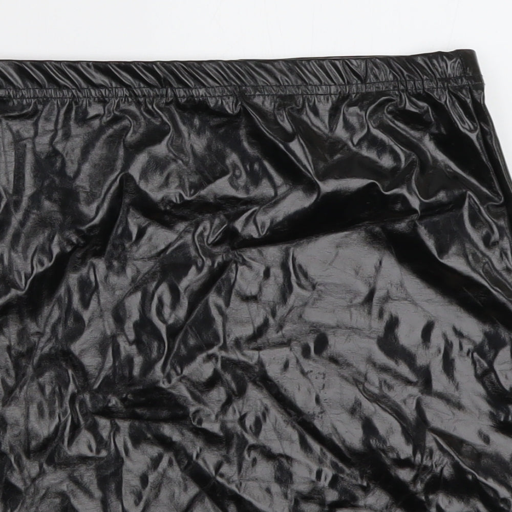 PRETTYLITTLETHING Womens Black  Polyester A-Line Skirt Size 10