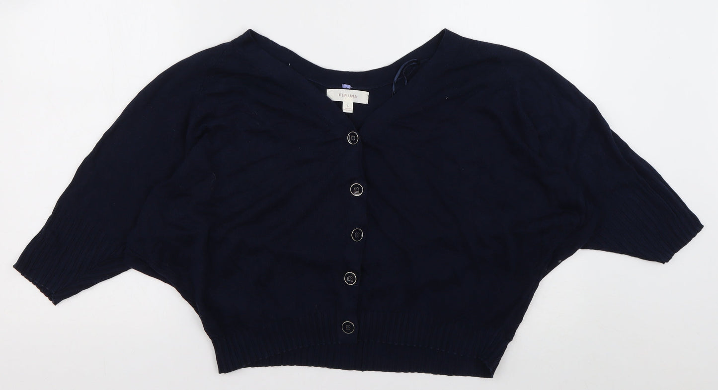 Womens UK Size L Marks and Spencer Blue Cardigan Jumper